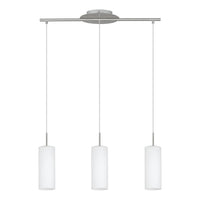 Lampadario A Sospensione Contemporaneo Troy 3 Acciaio Nichel Vetro 3 Luci E27