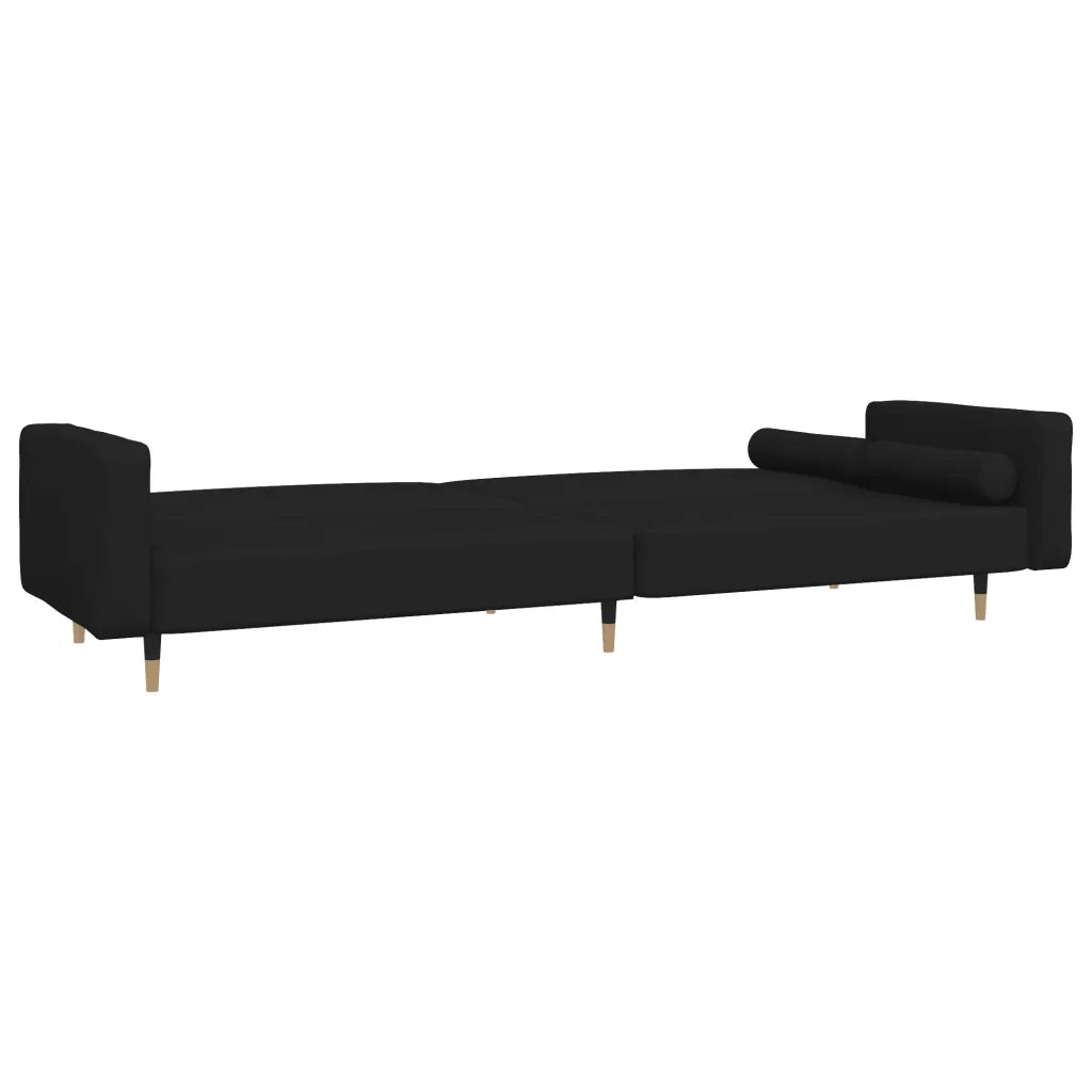 Divano Letto a 2 Posti con 2 Cuscini Nero in Velluto 375752