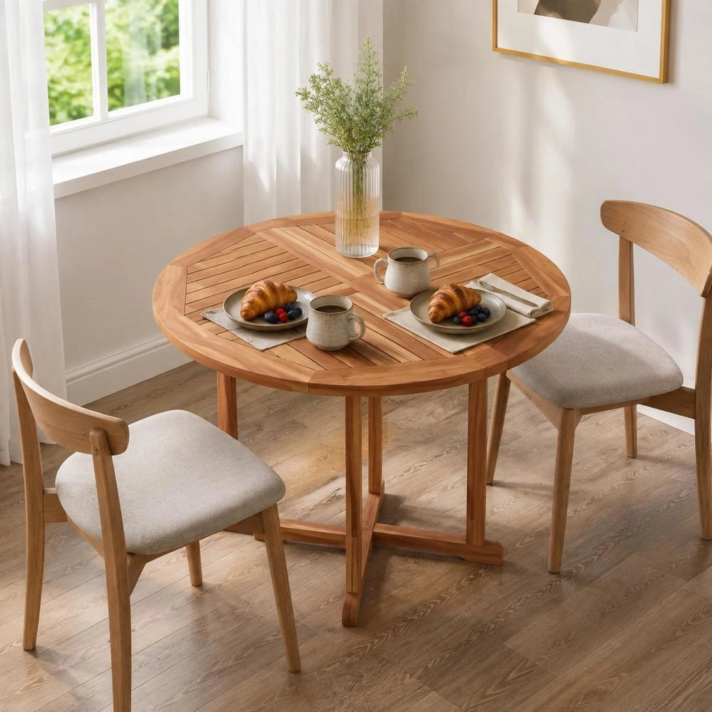 Tabletop Solid Teak Wood, Round, 2.5 Cm Thick, 90 Cm Diameter