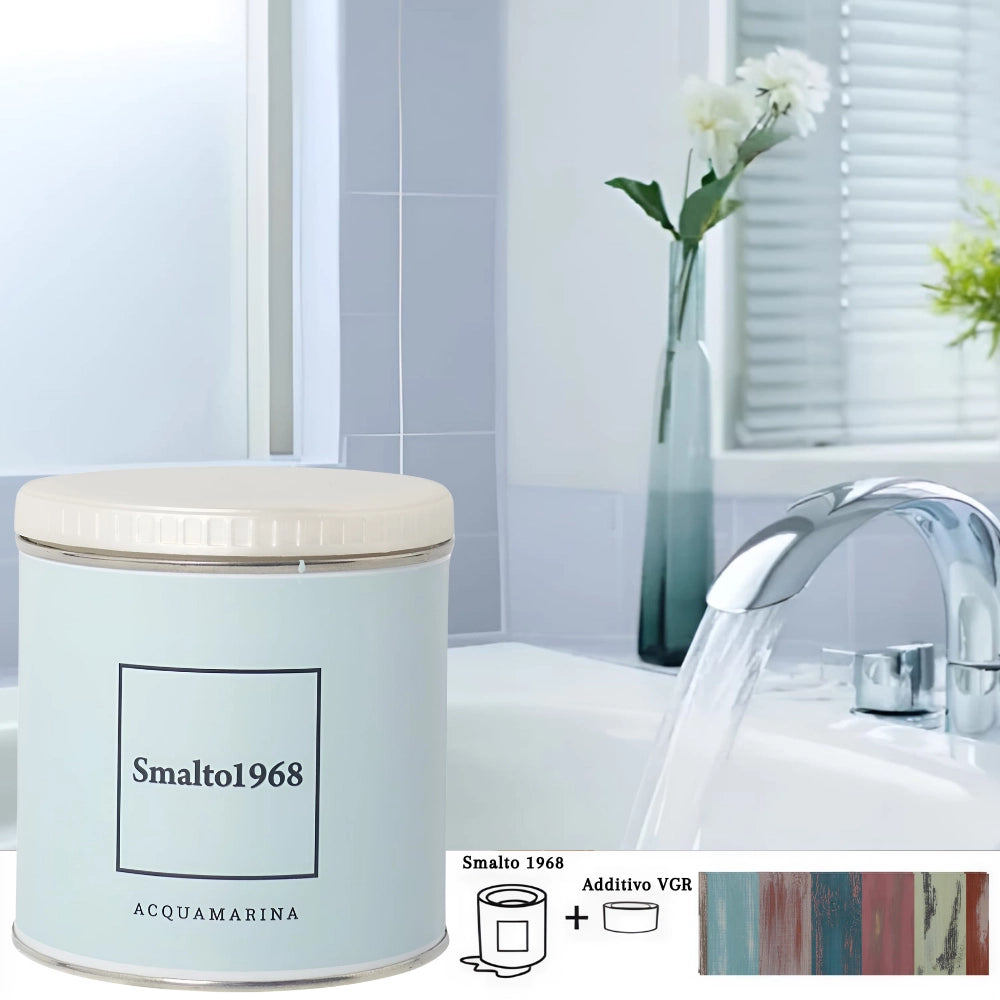 Smalto1968 base acqua vgr piastrelle ceramiche supporti difficili l 0.5 *** colore- acquamarina, confezione 1