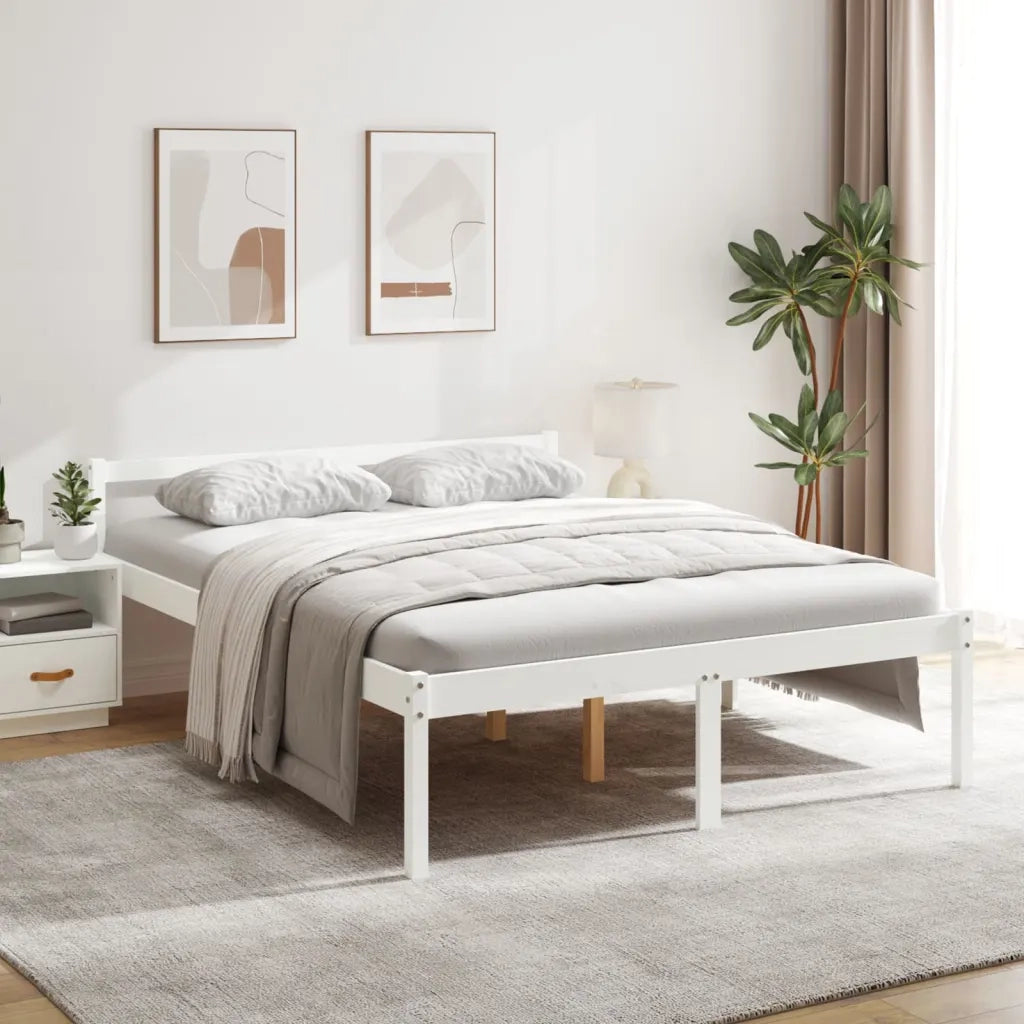 Letto per Anziani 150x200 cm King in Legno Massello di Pino 810620