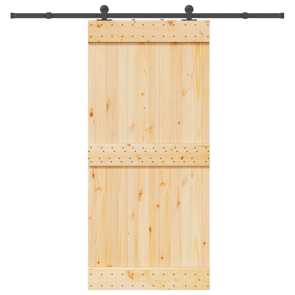 Porta scorrevole NARVIK Naturale e Nero 95 x 210 cm (213,5 cm)