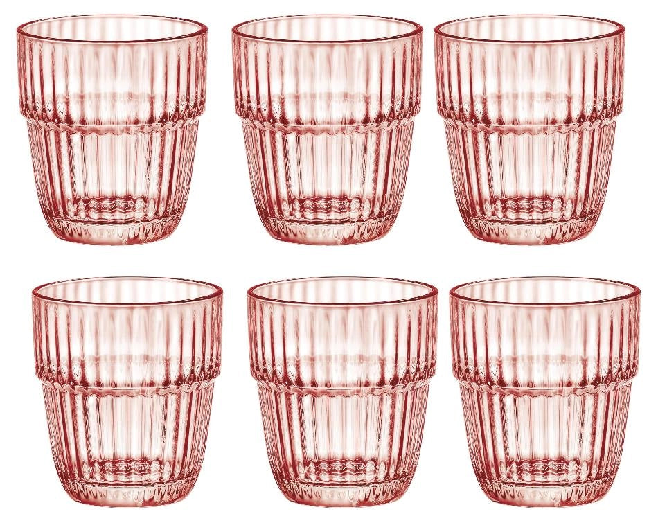 Set 6 Bicchieri da Tavola Rocks Barshine Peach Impilabili 30 cl