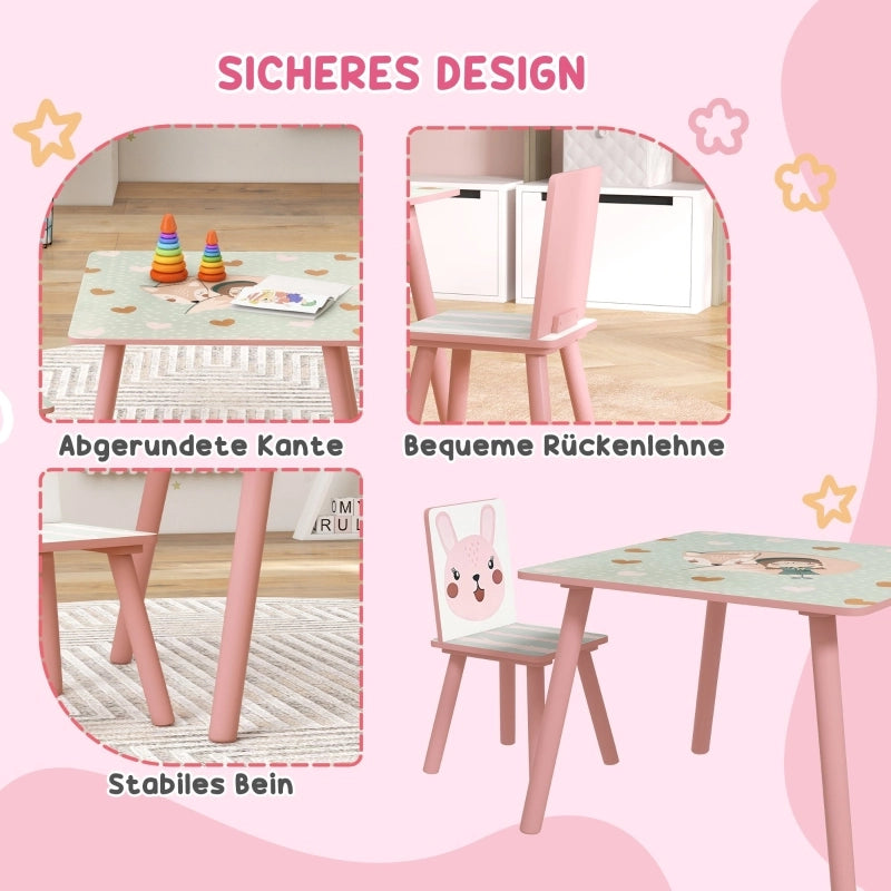 SET Tavolo e 2 sedie 60x60 cm Legno di pino Rosa