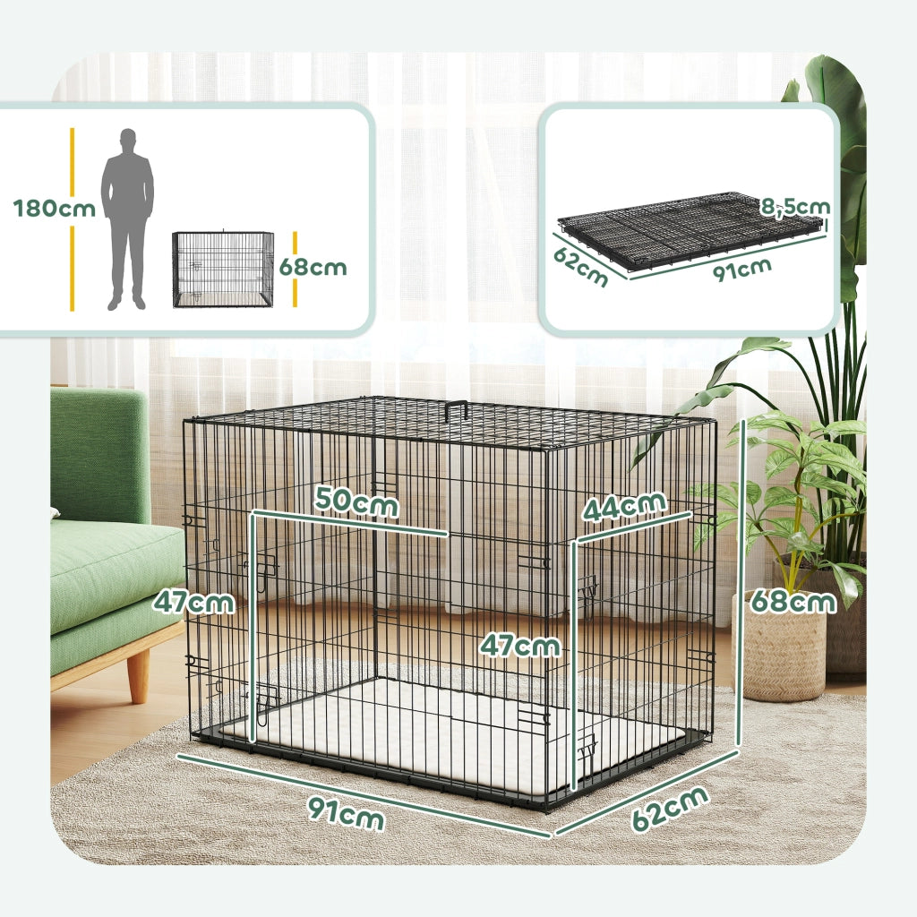 Casetta Trasporto Cane Pieghevole ¨C Zephmum ¨C Nero 90x57.5x62