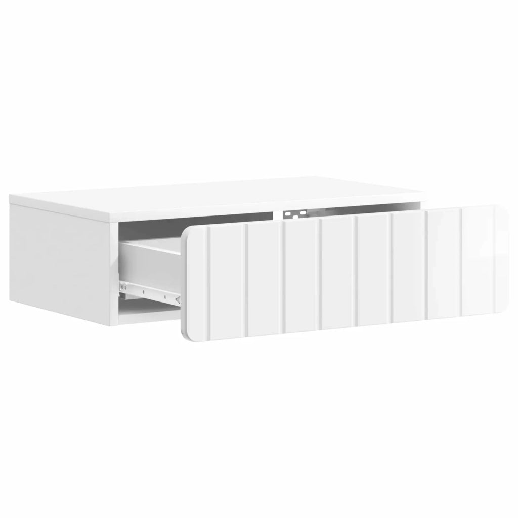 Tavolino da Parete Laterale Bianco Lucido 59 x 34,5 x 17 cm 898319