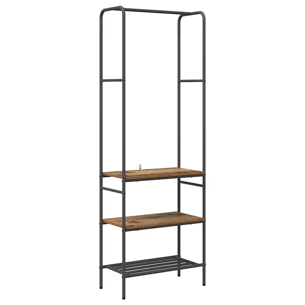 vidaXL Ripiano per vestiti con mensole Legno vecchio 60 x 30 x 171 cm