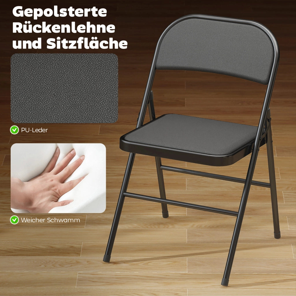 Sedia pieghevole ¨C zephmum ¨C nero, acciaio, similpelle