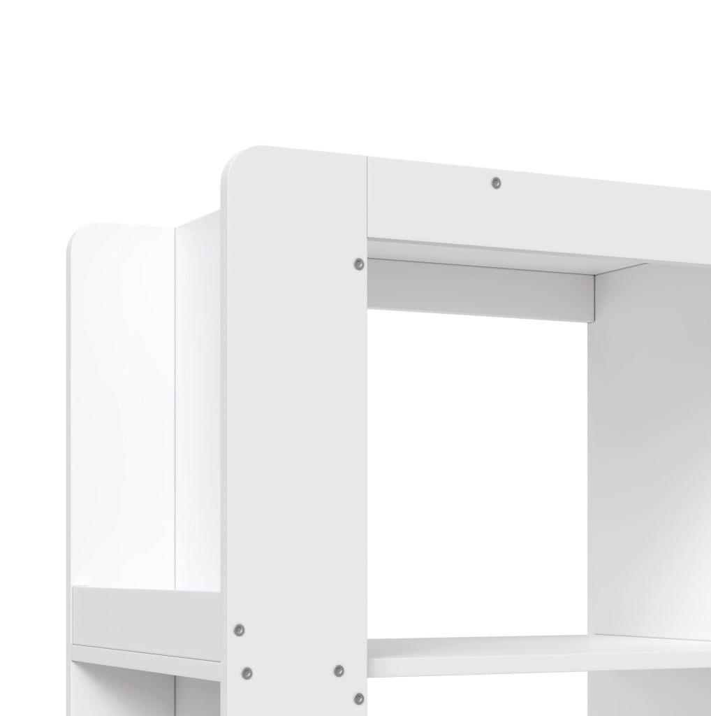 Libreria stretta con 3 ripiani aperti e 3 cassetti; reversibile; 60 x 40 x 200 cm; bianco