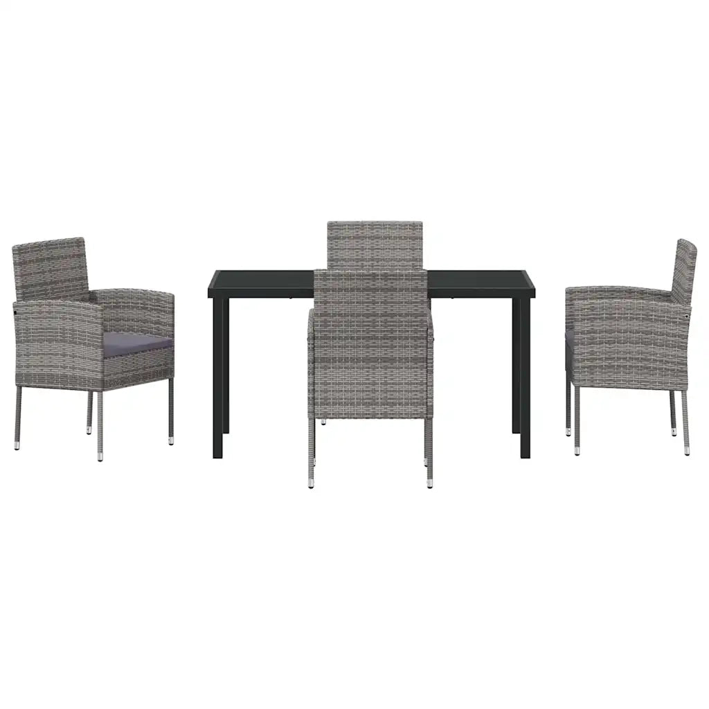 Set da Pranzo per Giardino con cuscino 5 pcs Grigio polyrattan 3380059