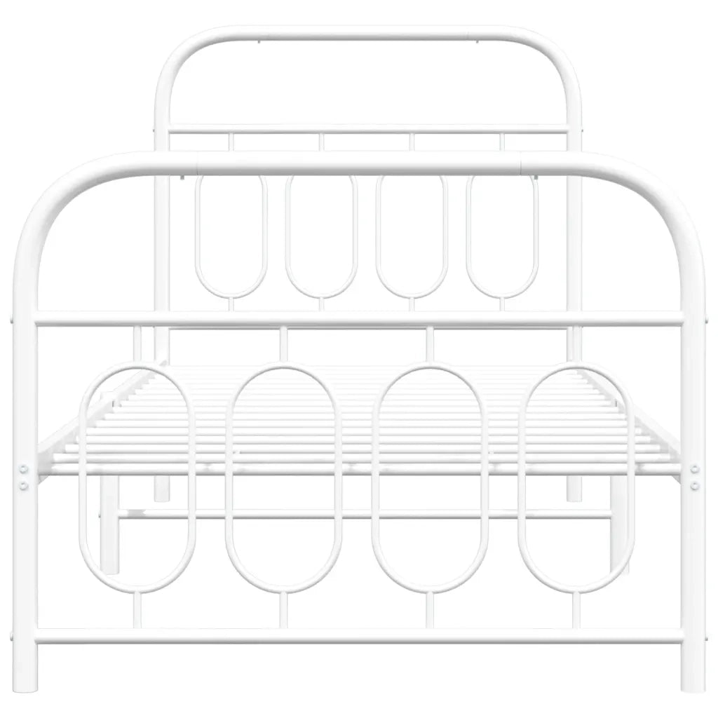 Giroletto con Testiera e Pediera Metallo Bianco 80x200 cm 377175