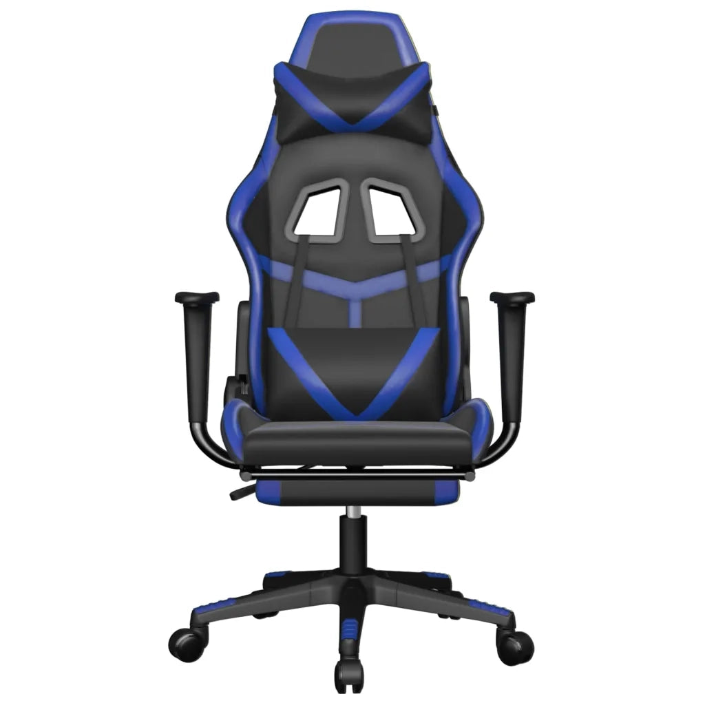 Sedia da Gaming | Sedia da e-sports con Poggiapiedi Nero e Blu in Similpelle