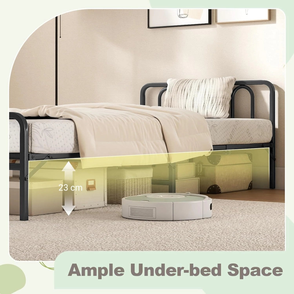 Letto pieghevole 90 x 200 cm, per adulti, pieghevole, in metallo, con materasso e rete a doghe, letto singolo con testiera, pieghevole, per casa e ufficio