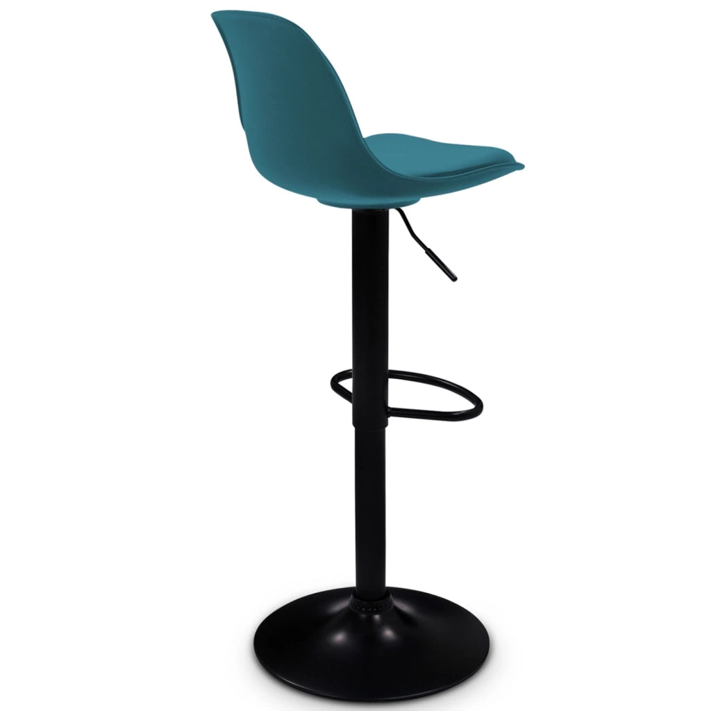 IDMarket - Set di 2 sgabelli da bar KARL blu anatra con gambe nere