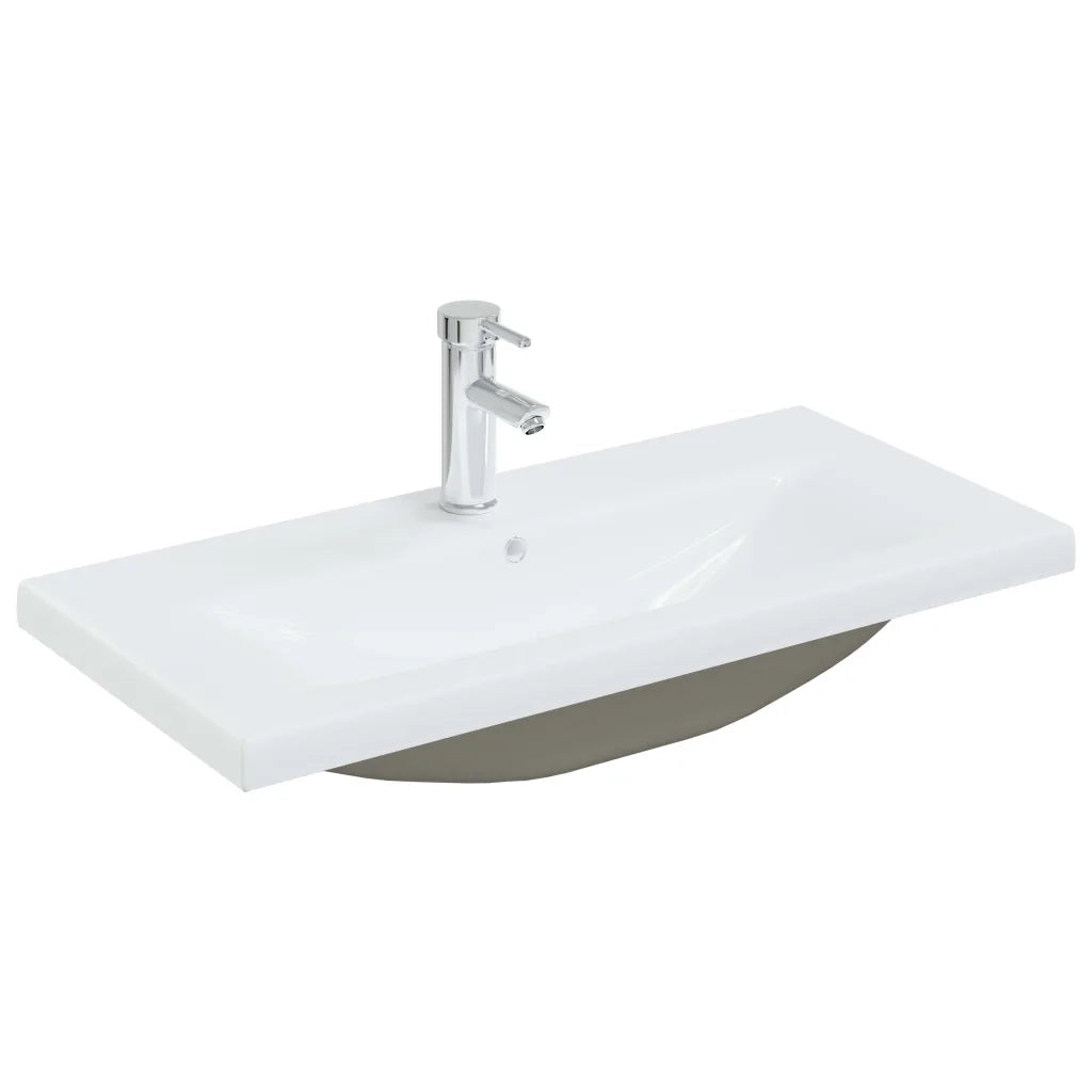 Lavabo da Incasso-Lavandino-Lavello con Rubinetto 81x39x18 cm in Ceramica Bianco