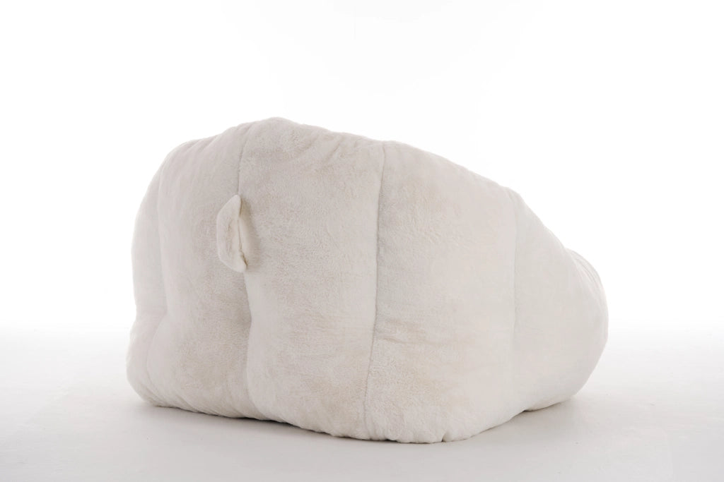 Pouf per adulti con schienale ergonomico per lettura e relax in poliestere bianco