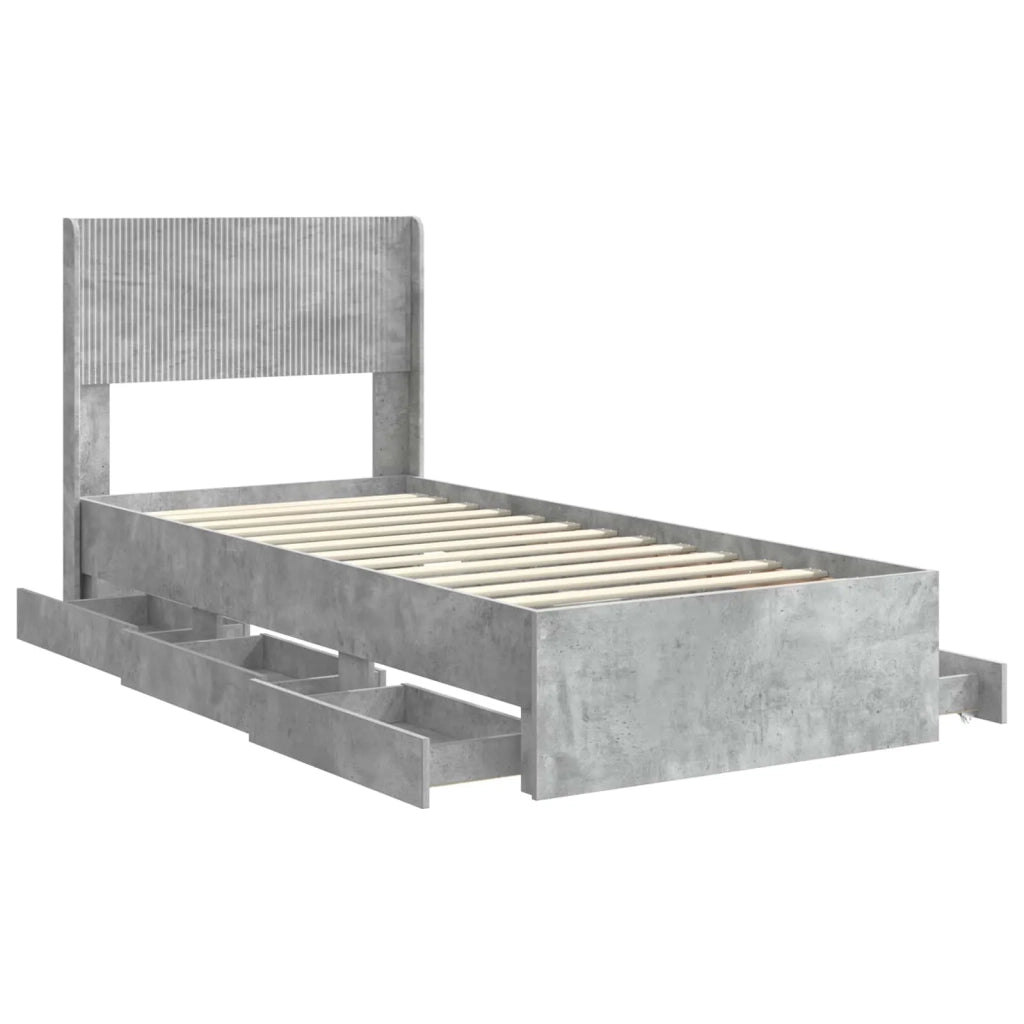 Struttura del letto con stoccaggio e testata Grigio Cemento 3414338