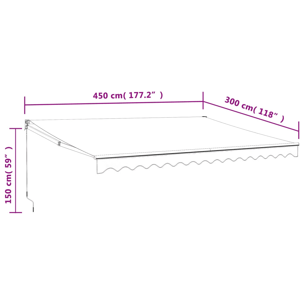 Tenda Sole Automatica Retrattile Blu e Bianca 4,5x3 m