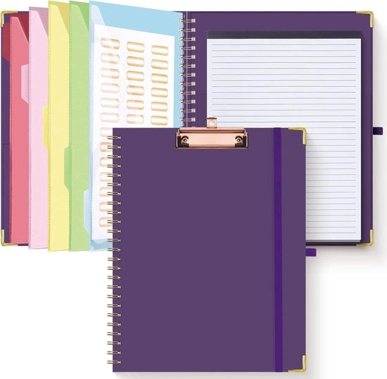 Cassaforte Portatile con 5 Divisori - Cassetto per Documenti A4 - Blocchetto da Note Portatile - Blocchetto per Note con 10 Scomparti - Dimensioni 25,5 x 33 cm - Quaderno da Note