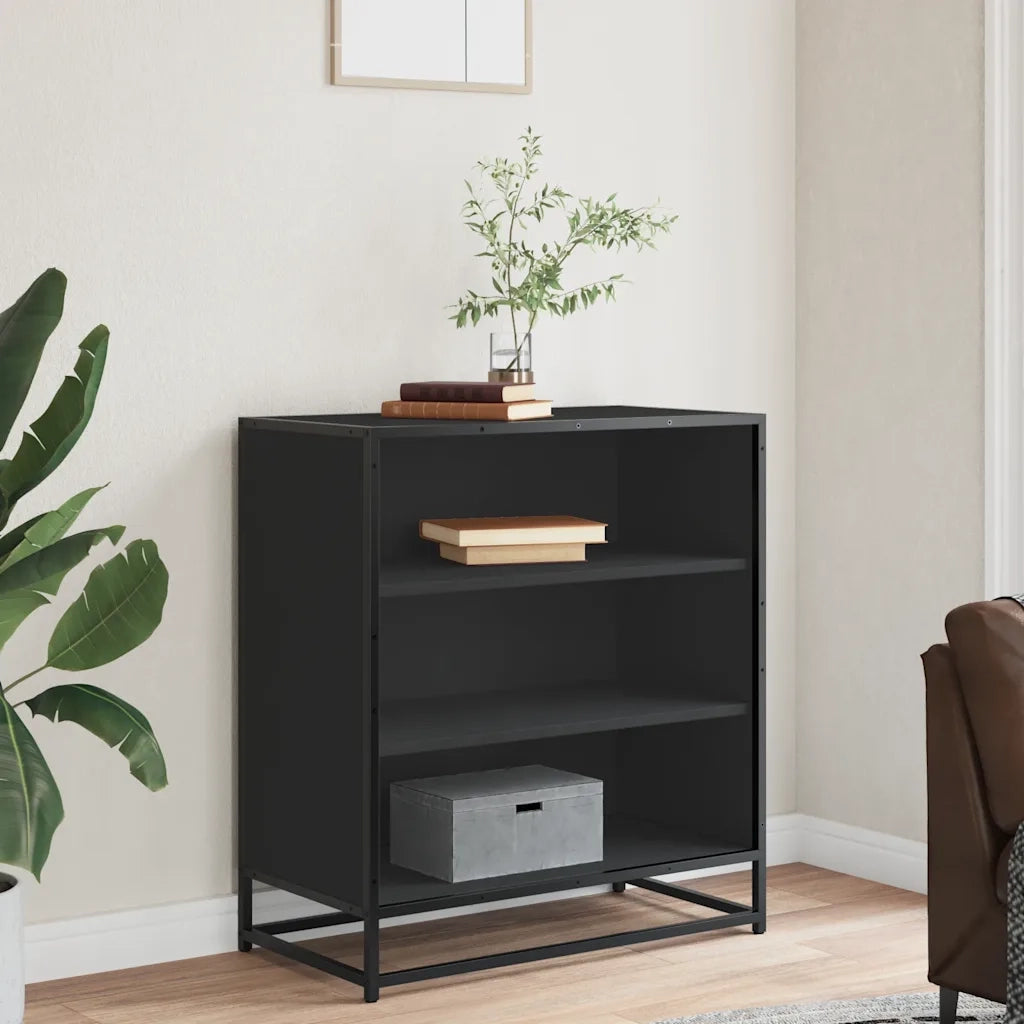Credenza-Buffet-Armadio da cucina Rovere Nera 68x35x76 cm in Truciolato e Metallo 498538