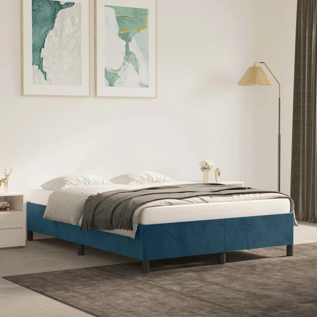 Giroletto senza Materasso Blu Scuro 140x200 cm Velluto 347328