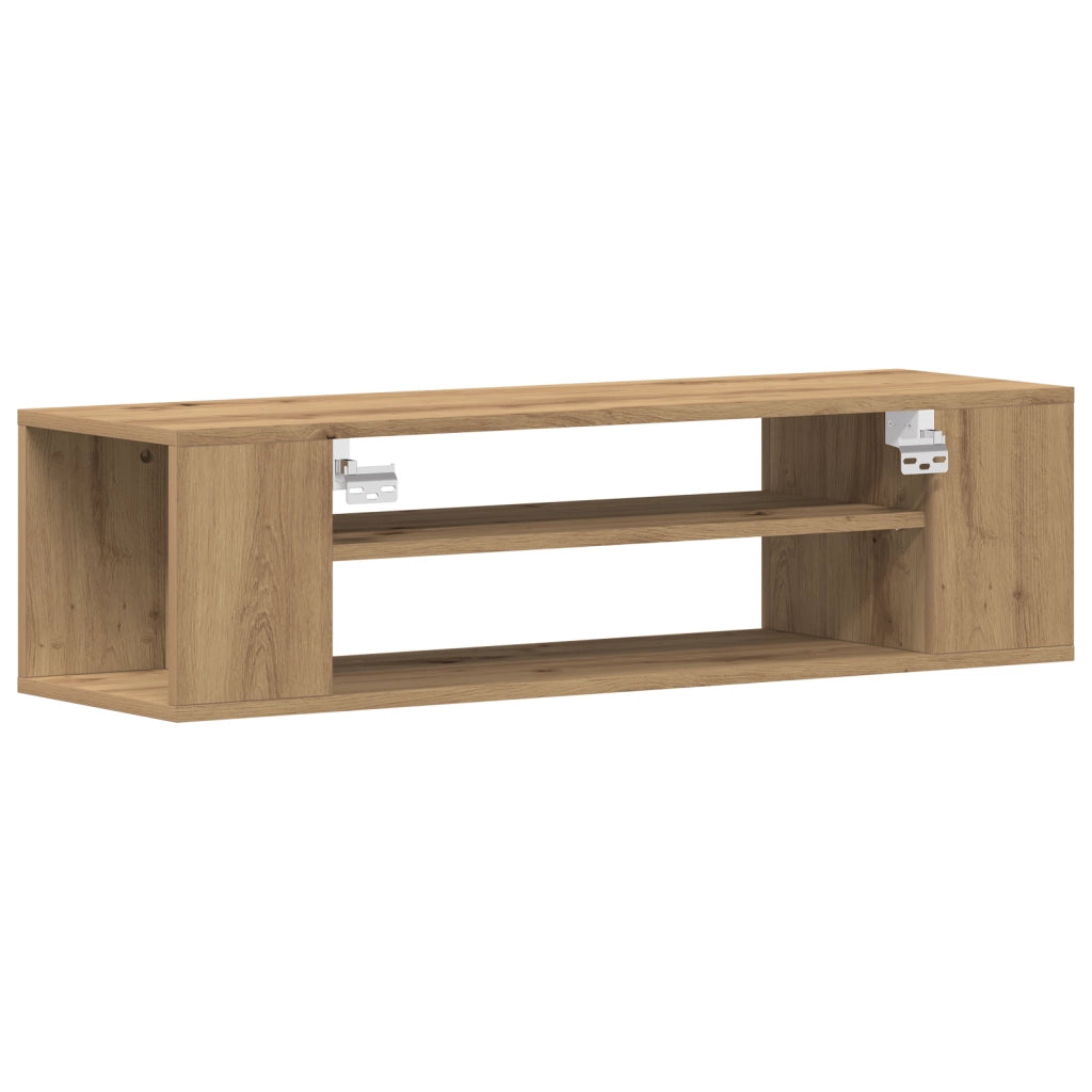 Mobile TV da muro  in rovere artigianale, 100x30x26,5 cm, in legno ingegnerizzato