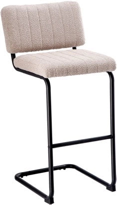 Sgabello da Bar Cucina Boucle Grigio Chiaro con Schienale 45 x 54,5 x 105 cm