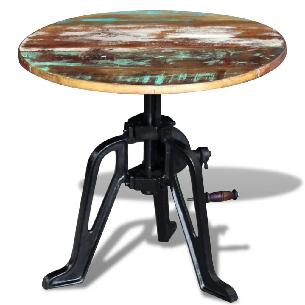 Tavolino in Legno Massello Anticato e Ghisa 60x(42-63) cm cod mxl 19645