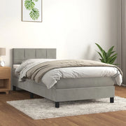 Giroletto a Molle con Materasso-Struttura Letto Grigio Chiaro 80x200 cm Velluto 270580
