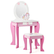 Toeletta per bambini 49 x 35,5 x 89 cm con pratico cassetto specchio rimovibile design MDF rosa 20_0011528