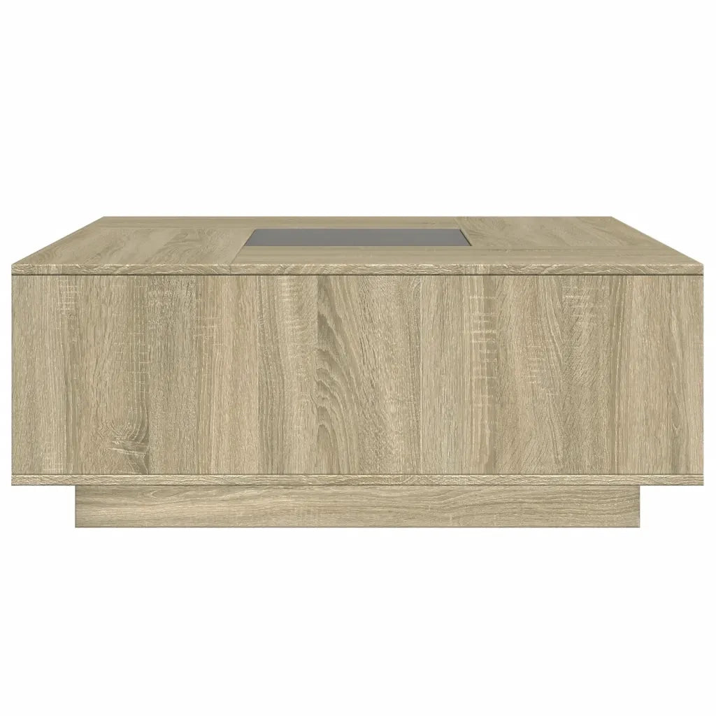 Tavolino da Salotto con LED Infinity Rovere Sonoma 100x100x40cm
