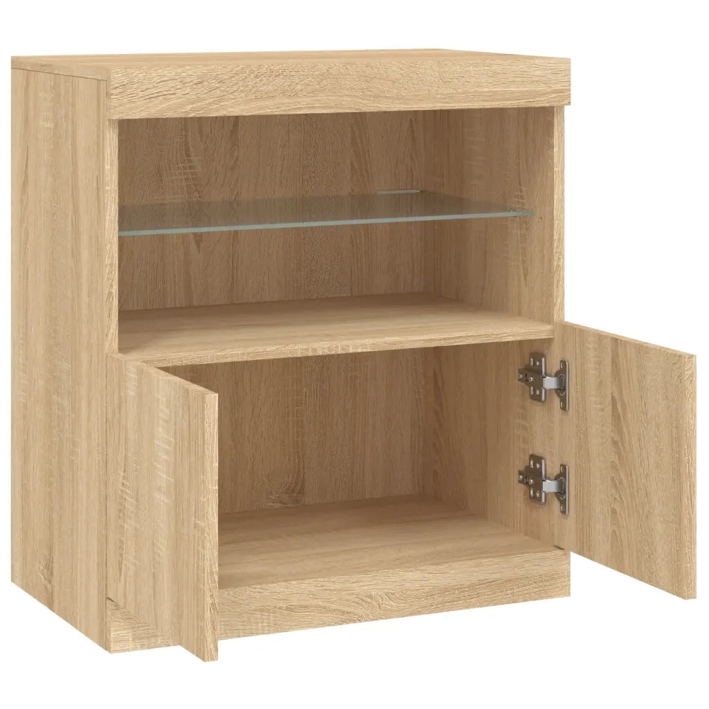 Credenza | Madia | Buffet da pranzo | Armadio da pranzo con Luci LED Rovere Sonoma 60x37x67 cm
