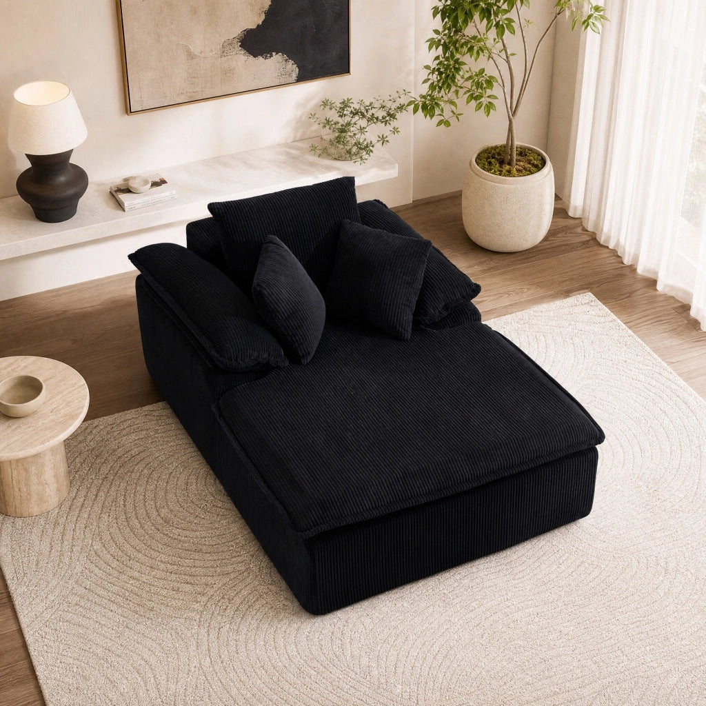 DIVANO Relax senza installazione 177x122x92 cm in velluto a coste Nero