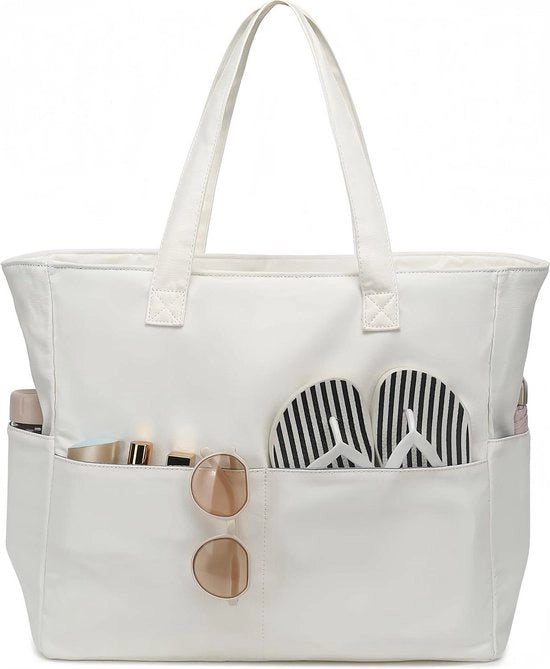 Borsa da spiaggia grande con chiusura a cerniera per donne - borsa da spalla impermeabile