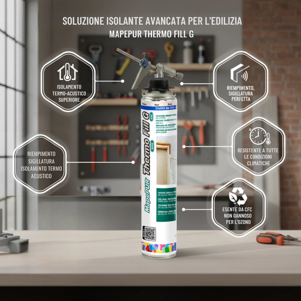 Mapepur thermo fill g schiuma poliuretanica per isolamento e riempimento 750 ml