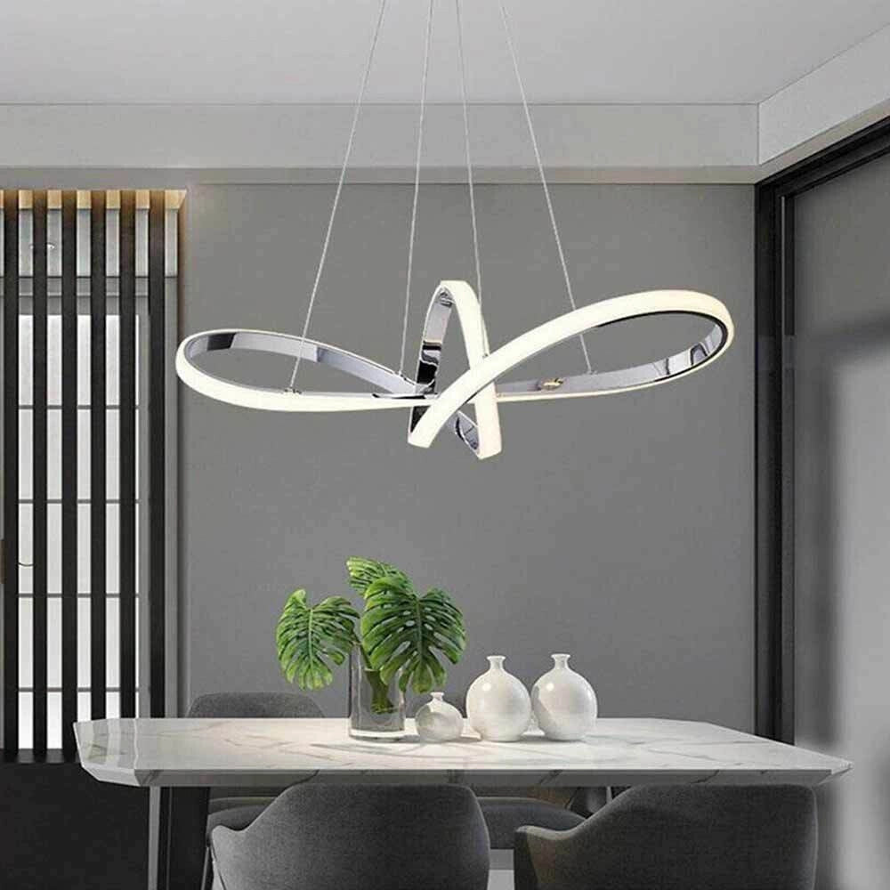 Trade Shop - Lampadario Led Moderno Forma Fiocco 38 Watt Tecnologia Cct 3 Temperature Di Luce A07-3c - Argento