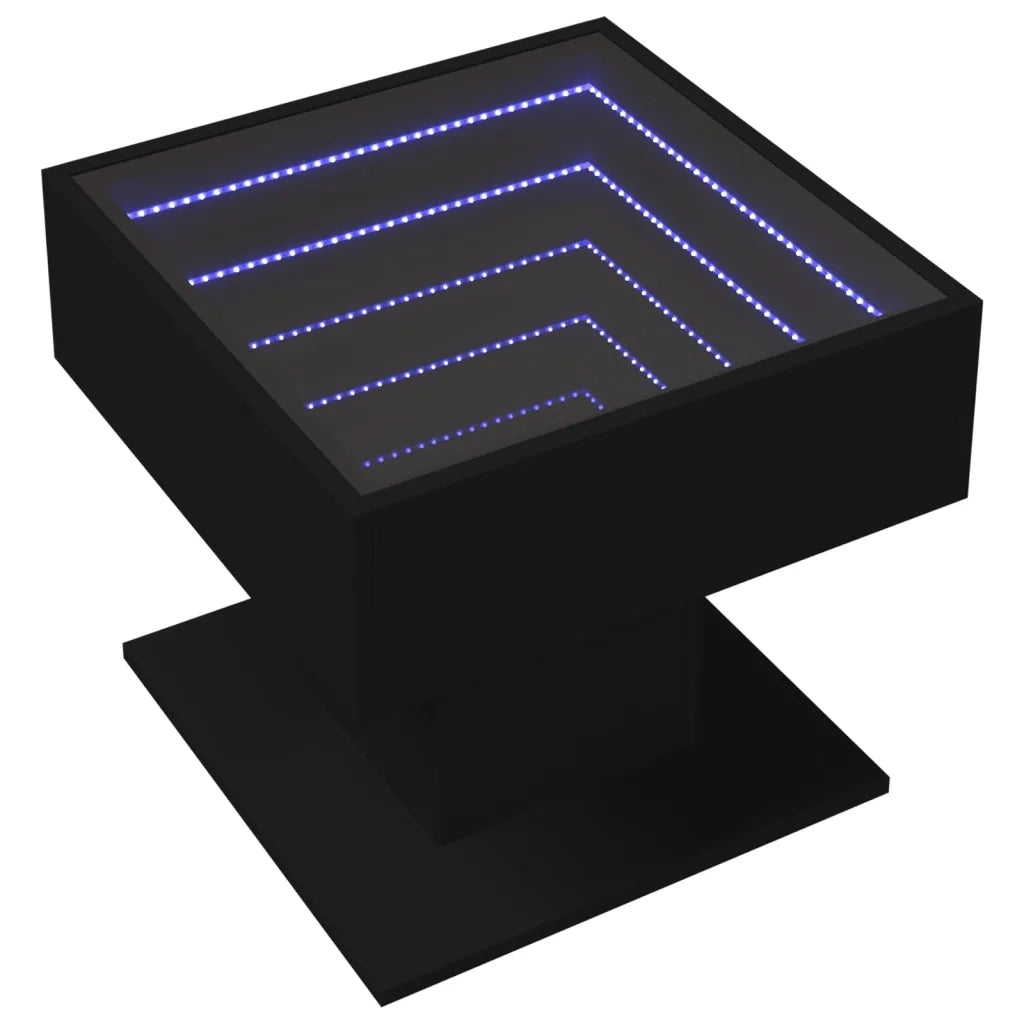 Tavolino Salotto con LED Nero 50x50x45 cm Legno Multistrato 847526