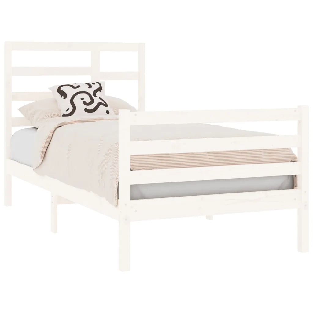 Giroletto-Struttura Letto Bianco in Legno Massello 90x190 cm Single 673023