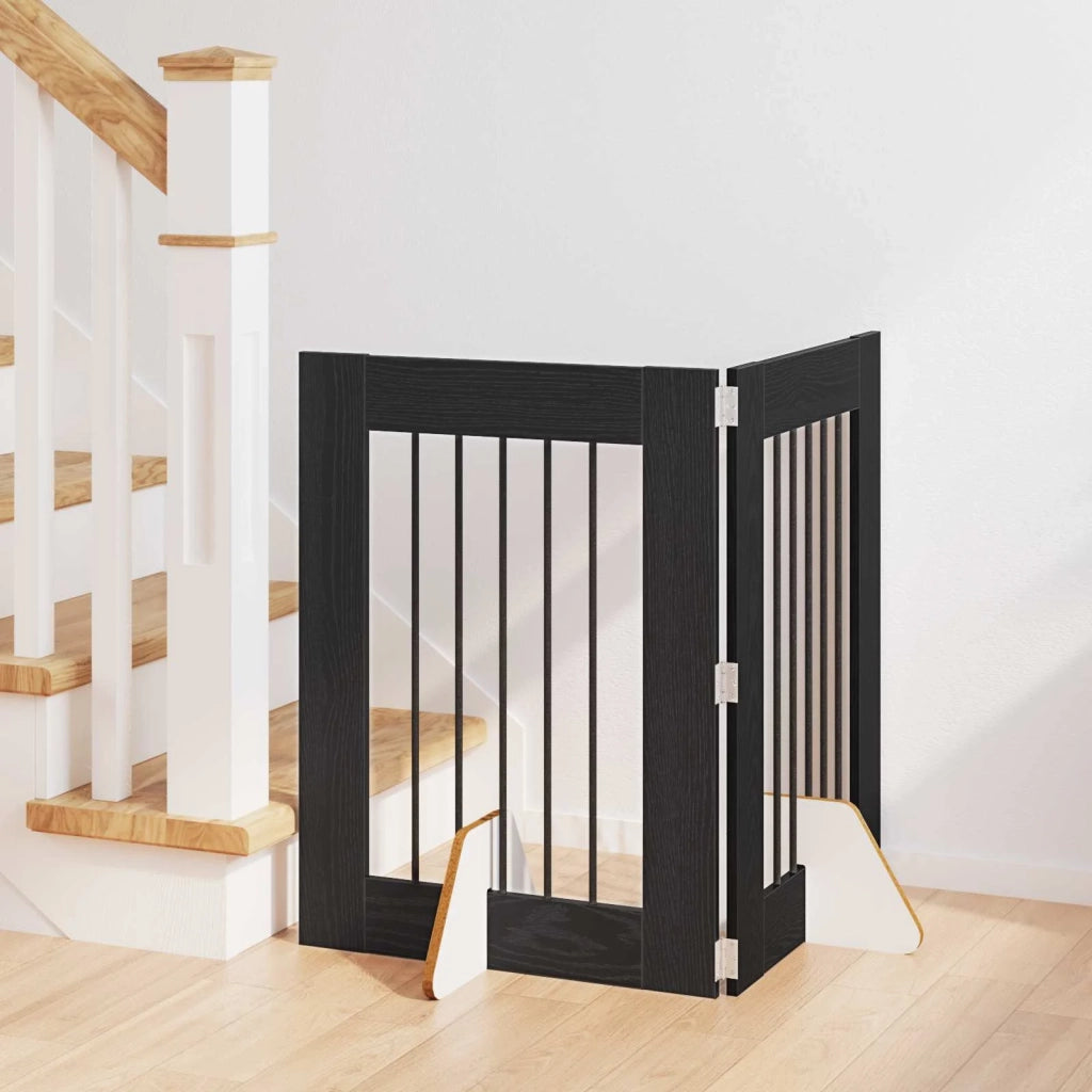 Cancello per cani con supporti 2 pz Rovere Nero 60 x 80 cm CFW7011761