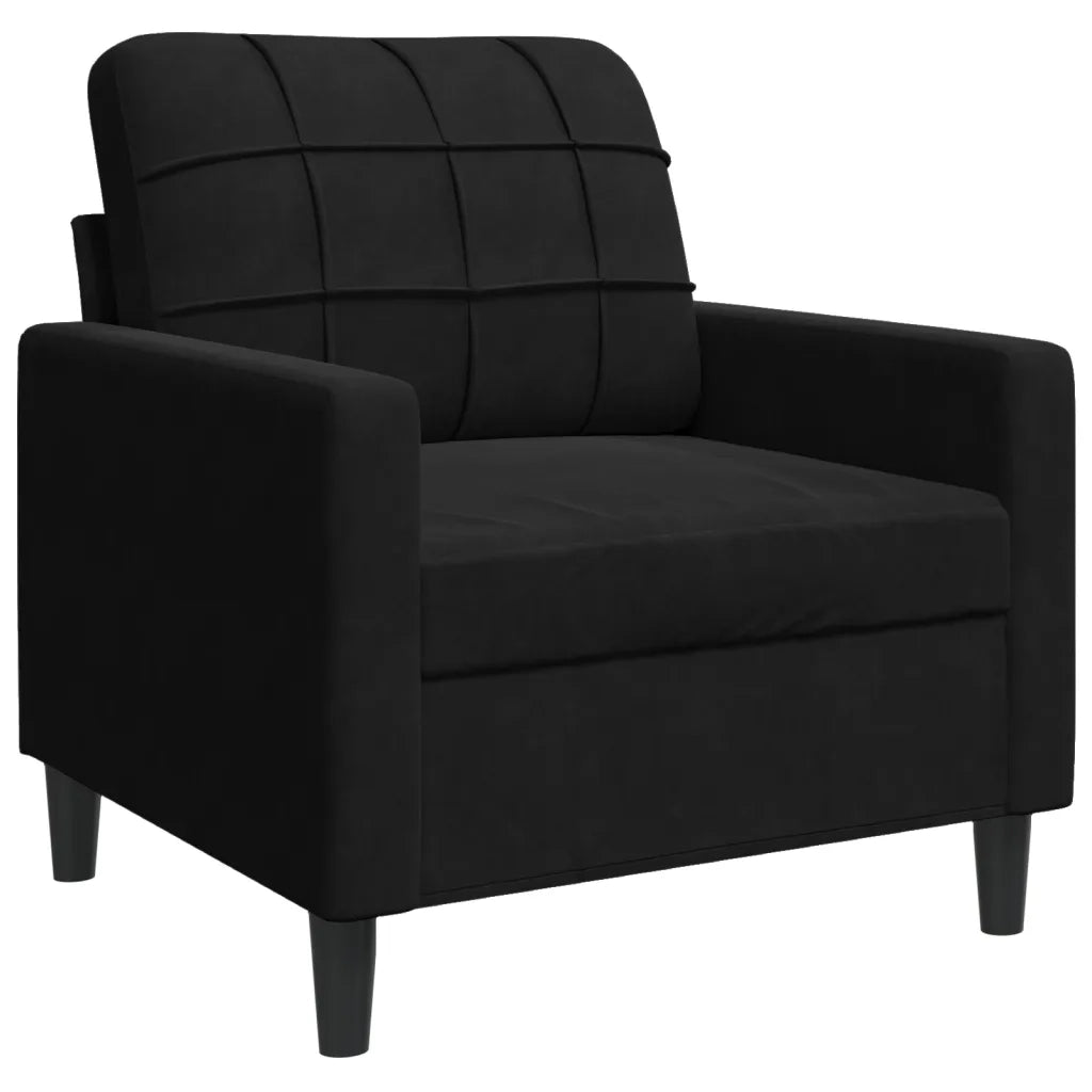 Set di Divani 4 pz con Cuscini Nero in Velluto