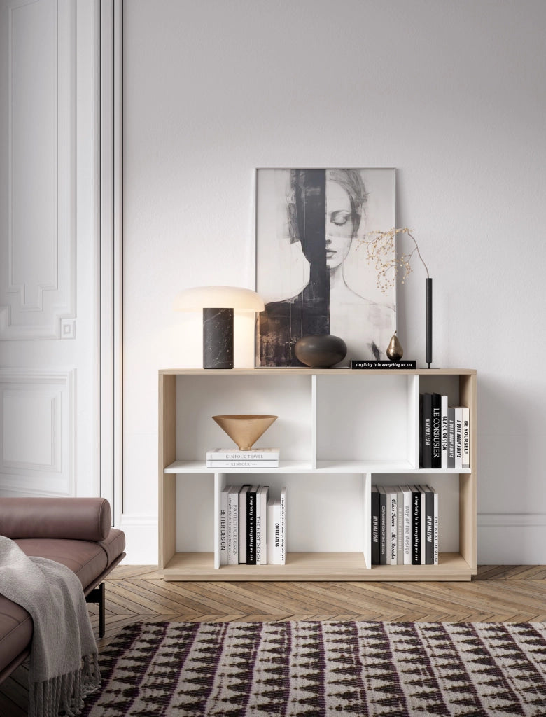 Libreria Herdasa effetto noce chiaro e bianco 80x119x32