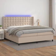 Giroletto Molle Materasso e LED Cappuccino 200x200cm Similpelle 3139408