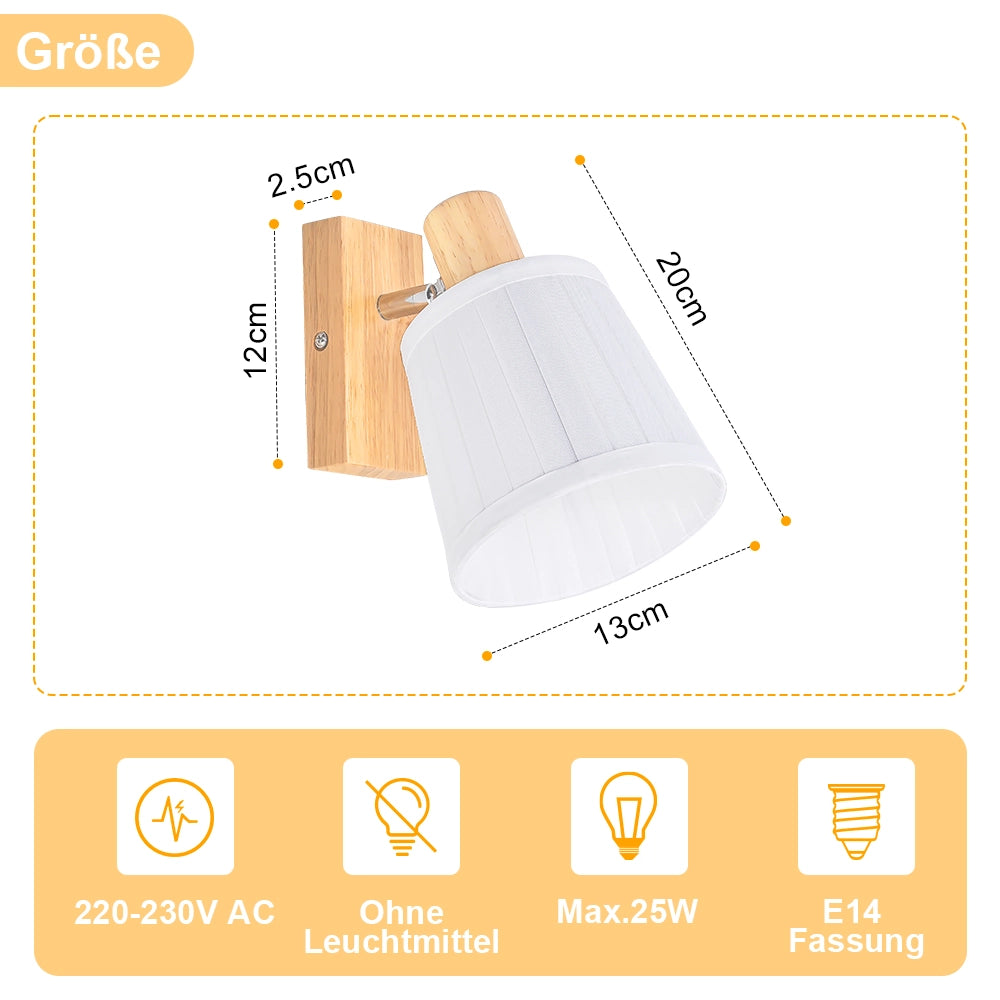 ZMH Faretto da soffitto 1 Luce Legno E14 Vintage Tessuto Retro per Cucina Camera Soggiorno Senza Lampadina