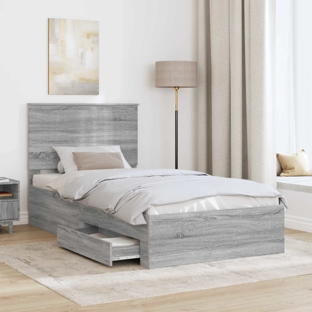 Struttura del letto con testiera Grigio Sonoma 100 x 200 cm 3411346