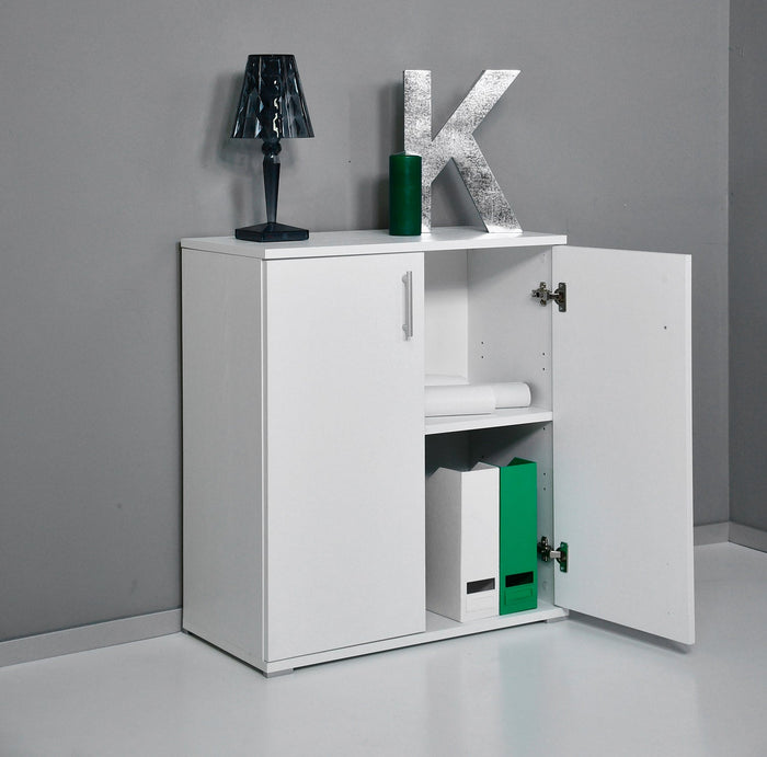 Armadietto Multiuso 2 Ante 72,3x36x81 cm in Truciolare Nobilitato Bianco