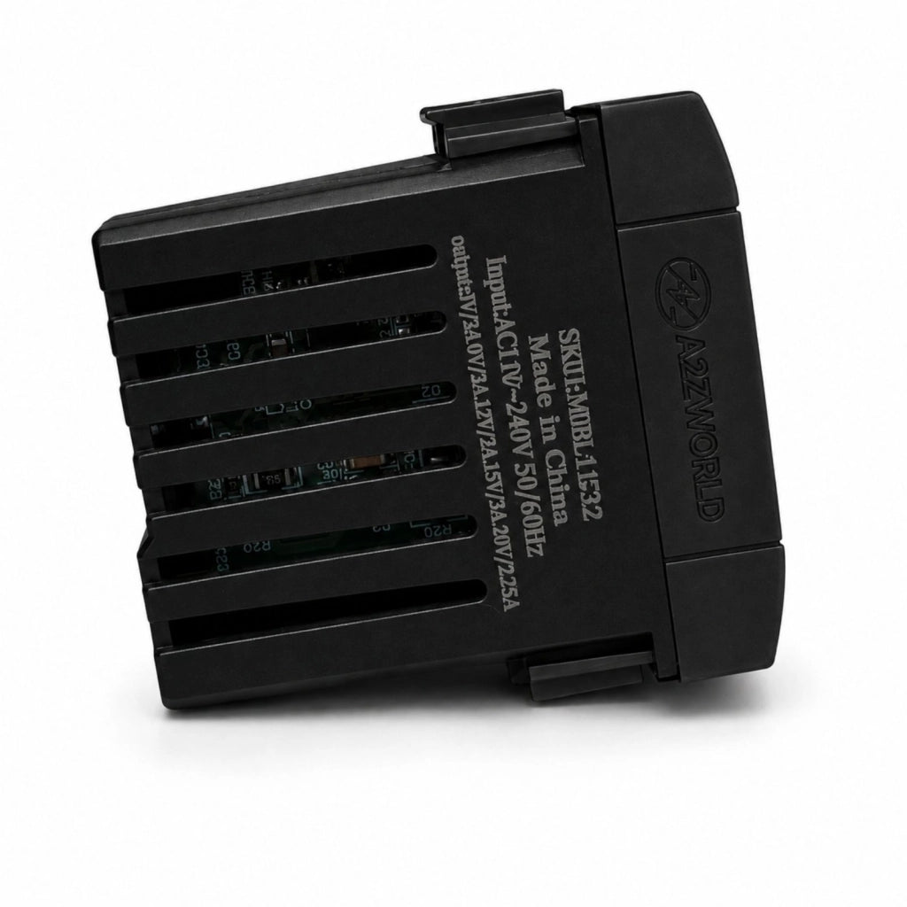 Serie Civile A2ZWORLD MBL Nero Compatibile Con Bticino Living International (Presa USB C PD + USB A QC 2 Moduli)
