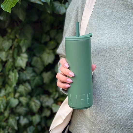 Ottimo Bicchiere da Viaggio 500 ml Verde - Filtro Reutilizzabile per Bicchieri da Viaggio con Beccuccio in Acciaio Inossidabile