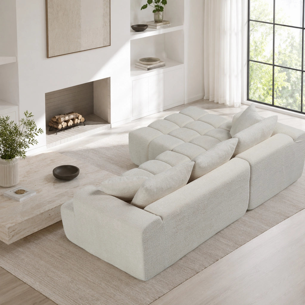 DIVANO Modulare 249,94 cm in Velluto Bianco