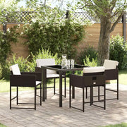 Set da Pranzo per Giardino 5 pcs Marrone polyrattan