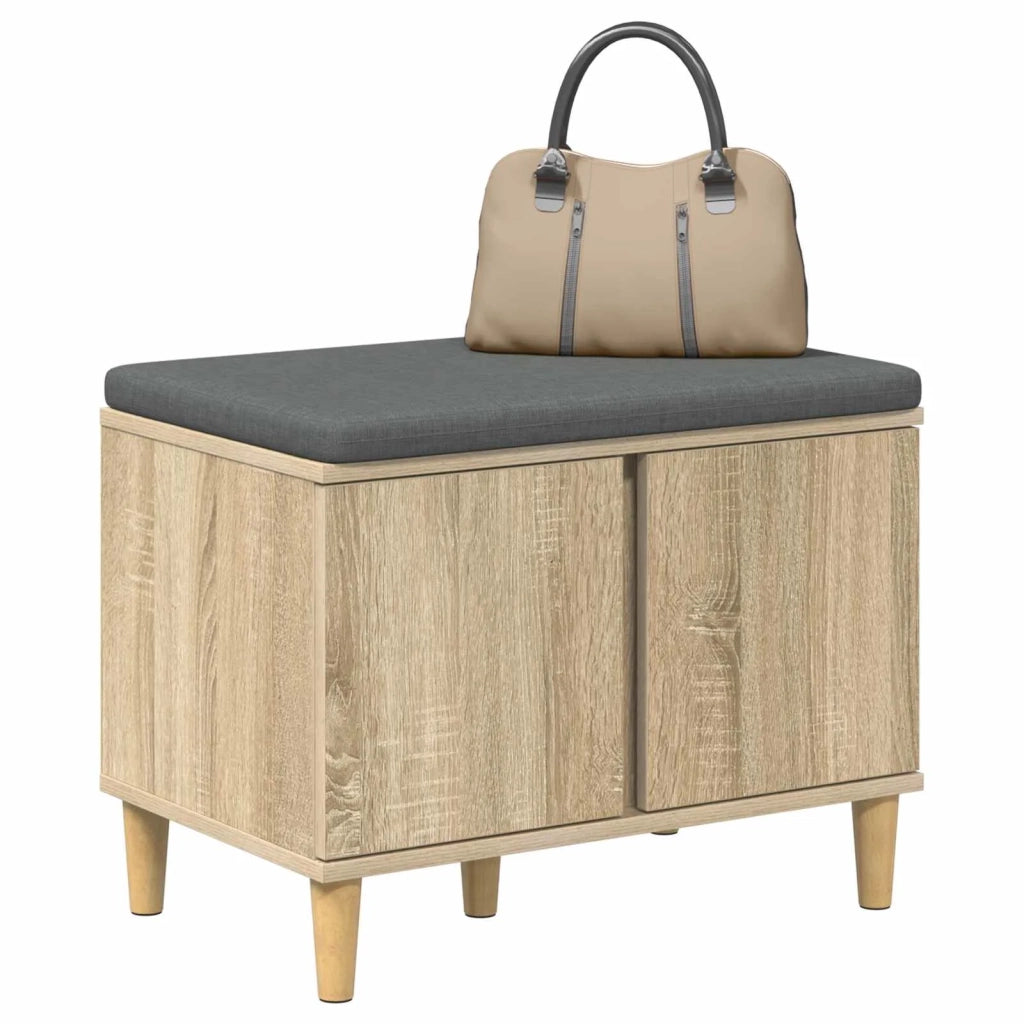 Panca per ingresso con cuscino-Sgabello-Panca da Corridoio Rovere Sonoma 60 x 38 x 46 cm 151915